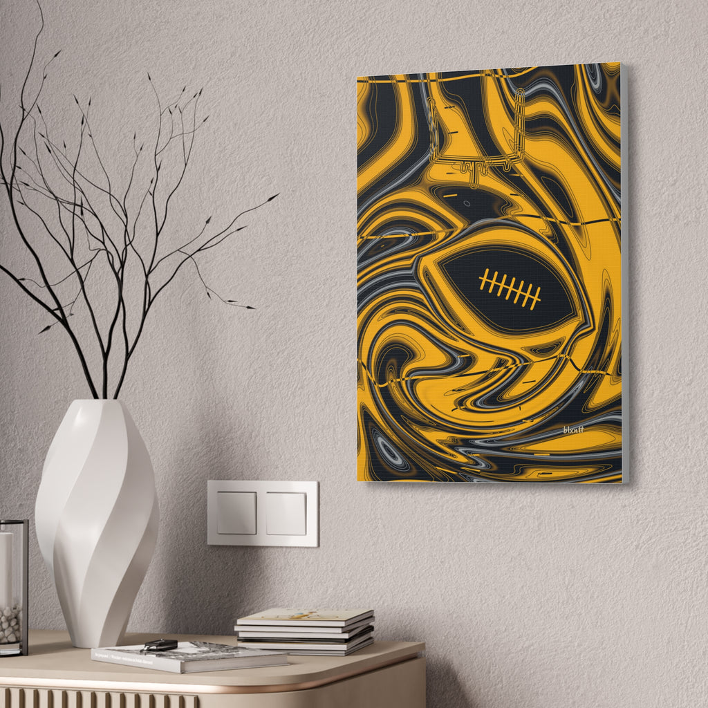 Black & Gold Trippy Football Glossy Canvas