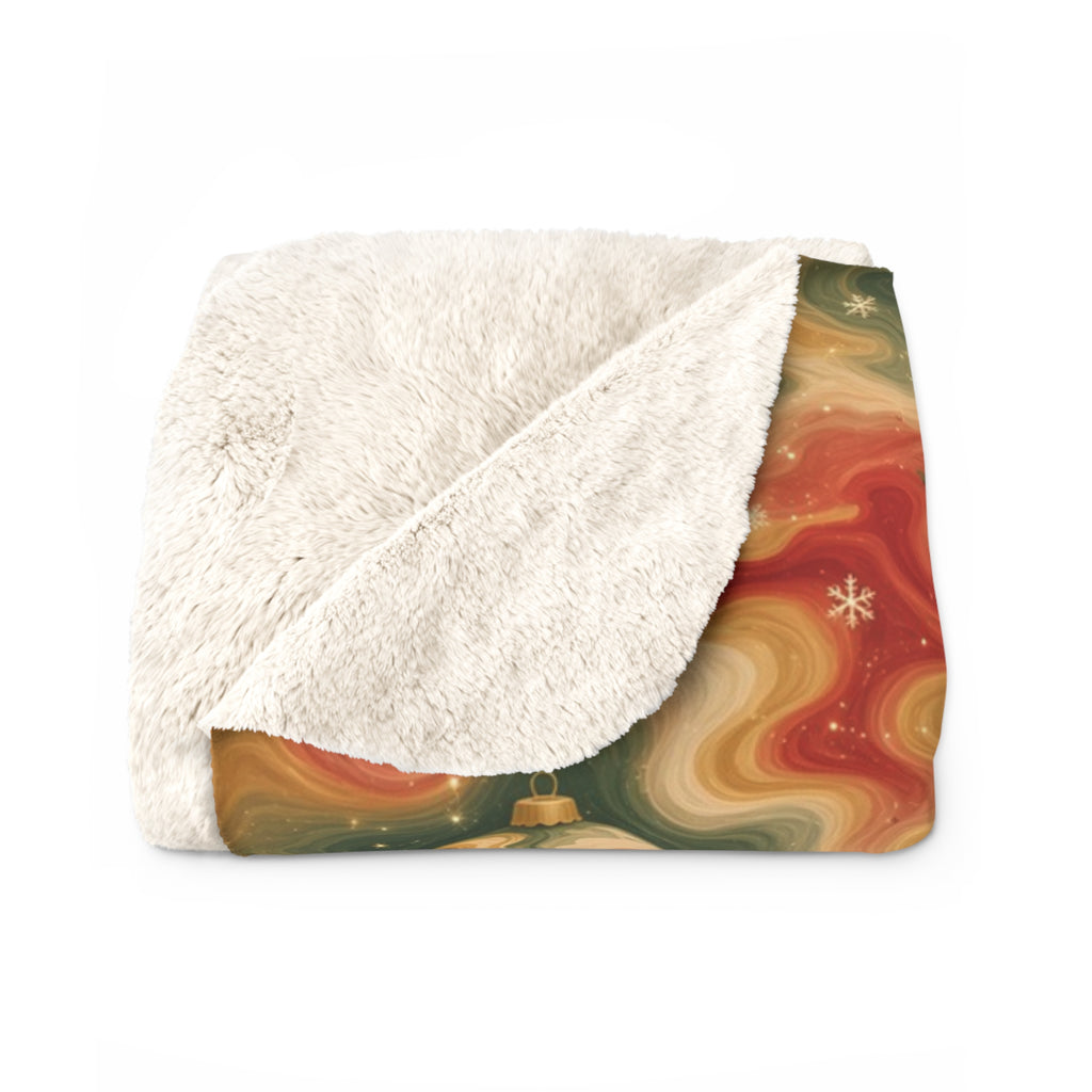Melting Ornaments Trippy Christmas Sherpa Blanket