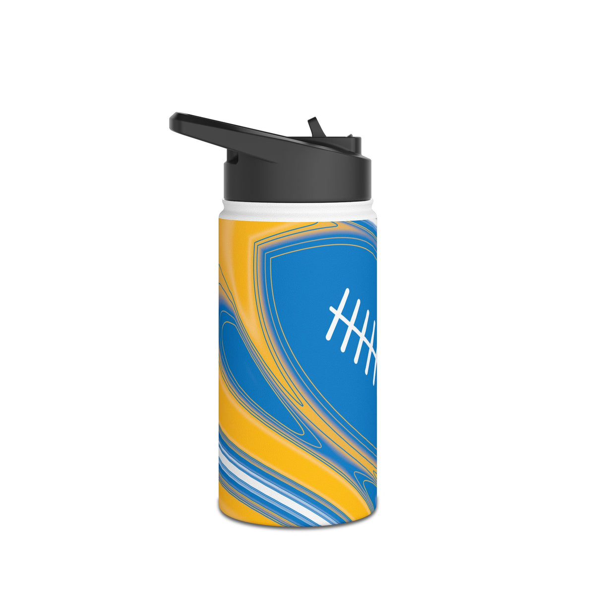 Powder Blue & Gold Trippy Football Water Bottle
