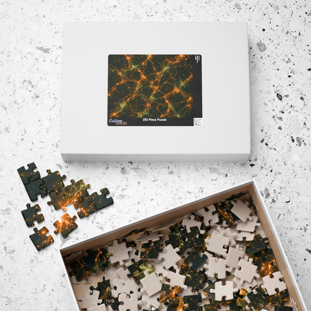 Neon Mycelium - Electric Tangerine Teal Jigsaw Puzzle