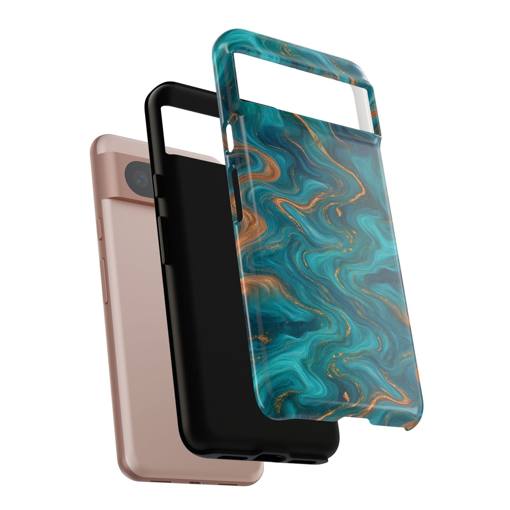 Turquoise & Copper Marble Phone Case