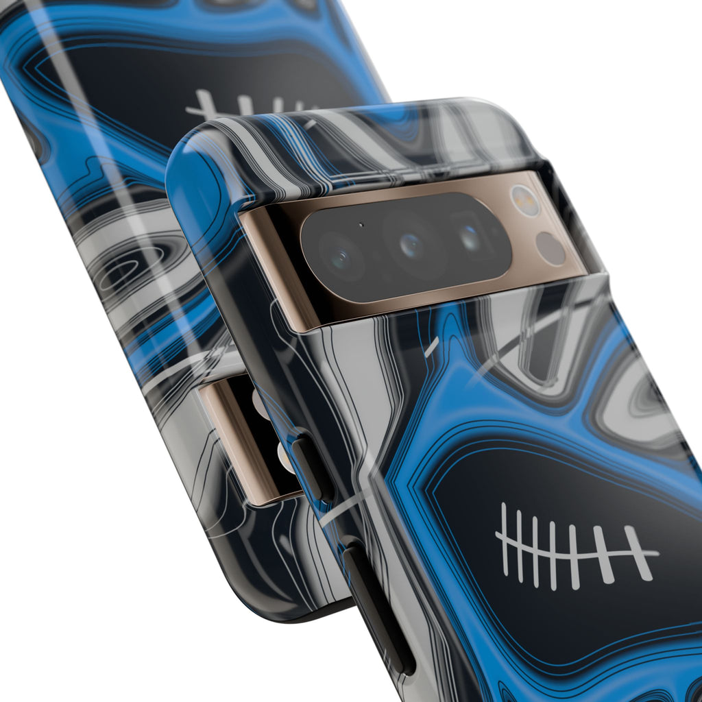 Sky Blue, Black & Silver Trippy Football Phone Case
