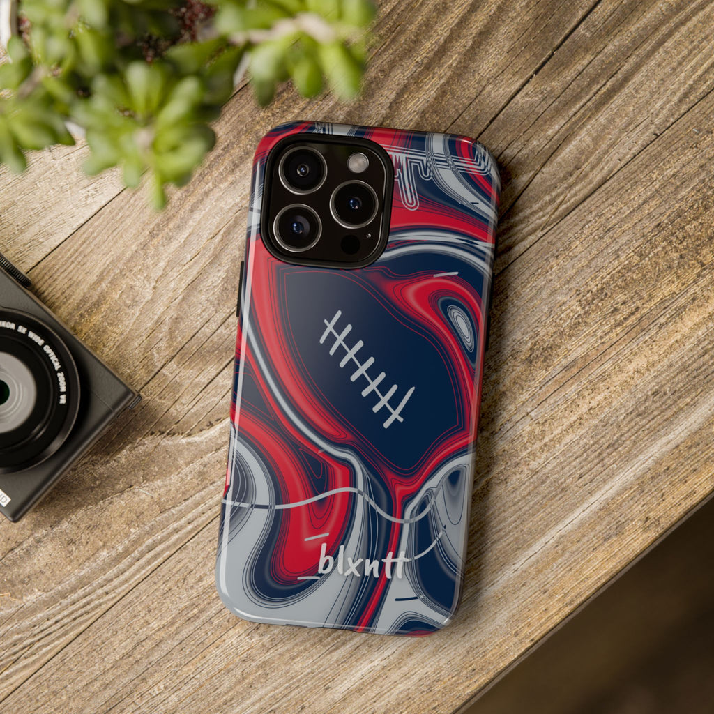 Navy, Red & Silver Trippy Football Phone Case