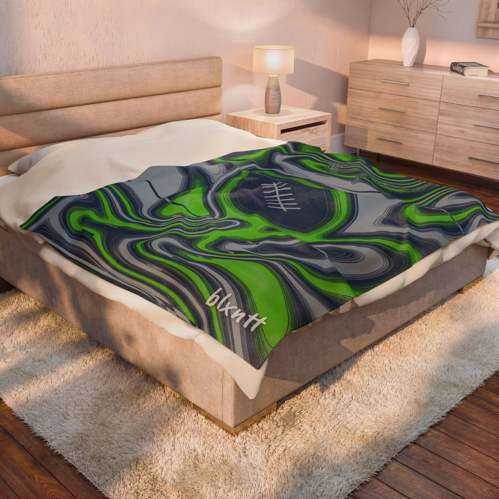 Navy & Neon Green Trippy Football Blanket