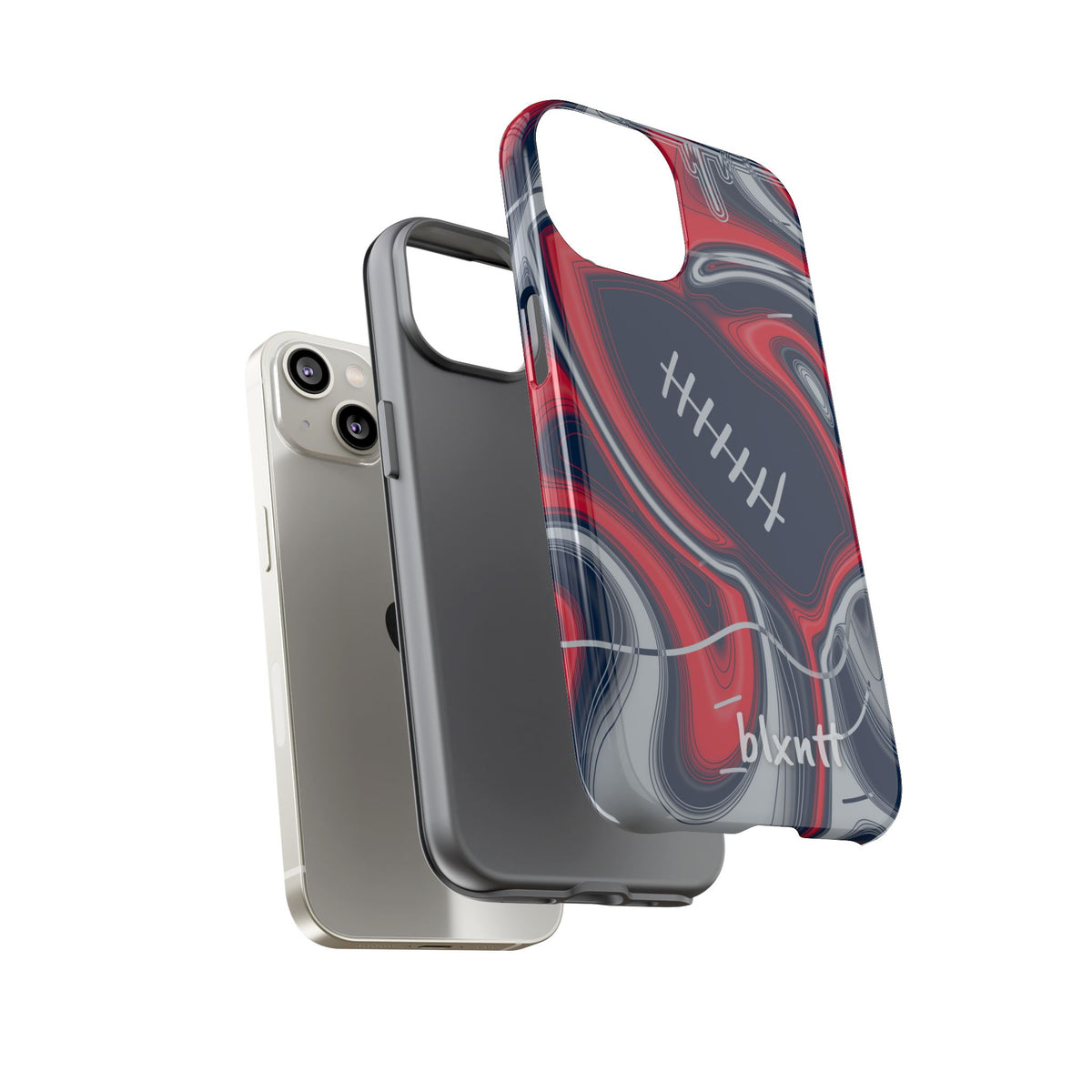 Navy, Red & Silver Trippy Football Phone Case