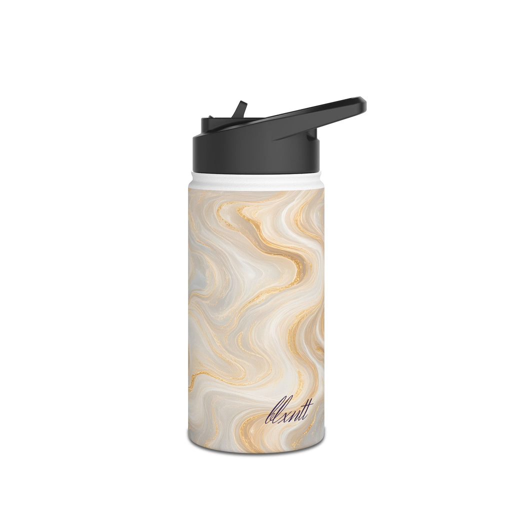 White & Gold Marble Water Bottle