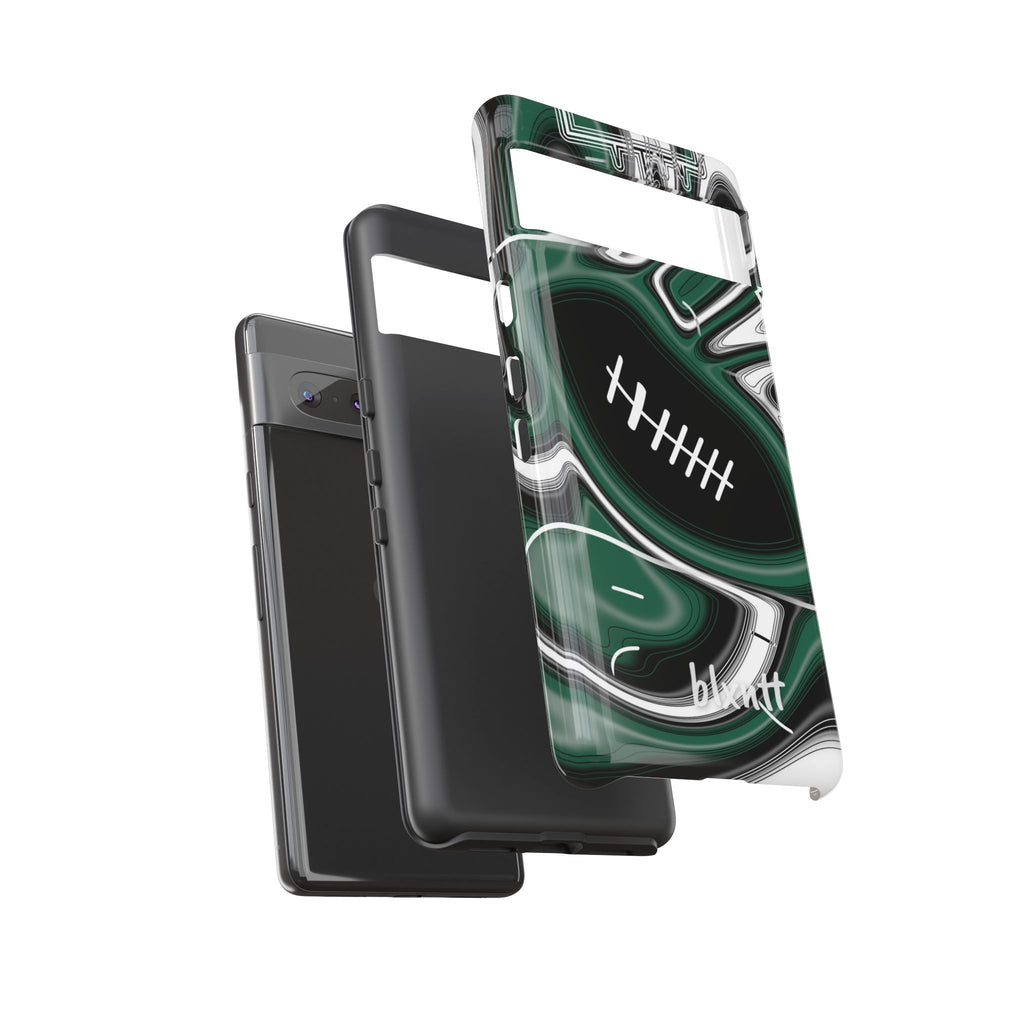 Hunter Green & White Trippy Football Phone Case