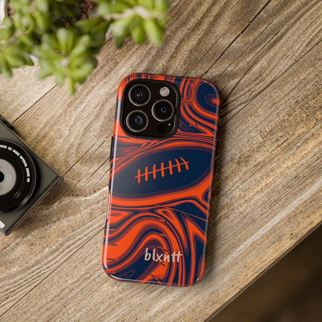 Orange & Navy Trippy Football Phone Case