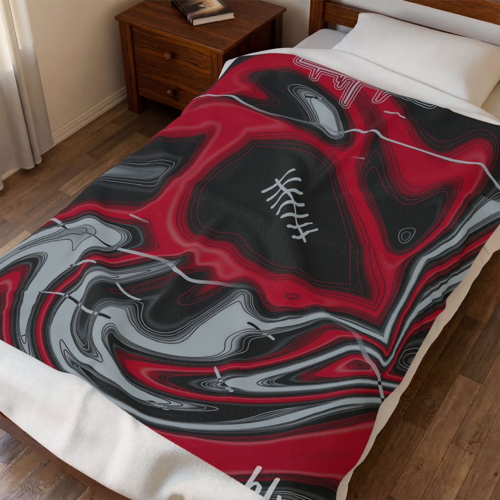 Red, Black & Silver Trippy Football Blanket