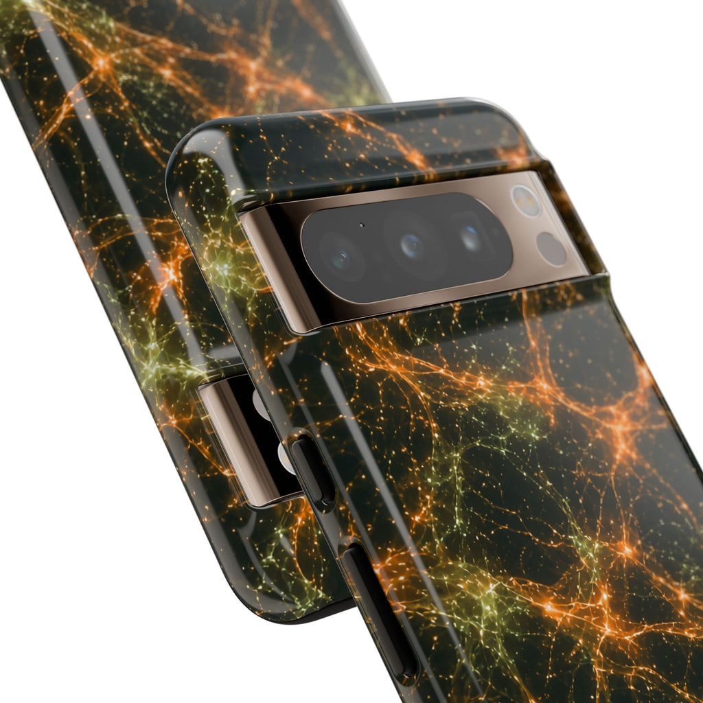 Neon Mycelium - Electric Tangerine Teal Phone Case