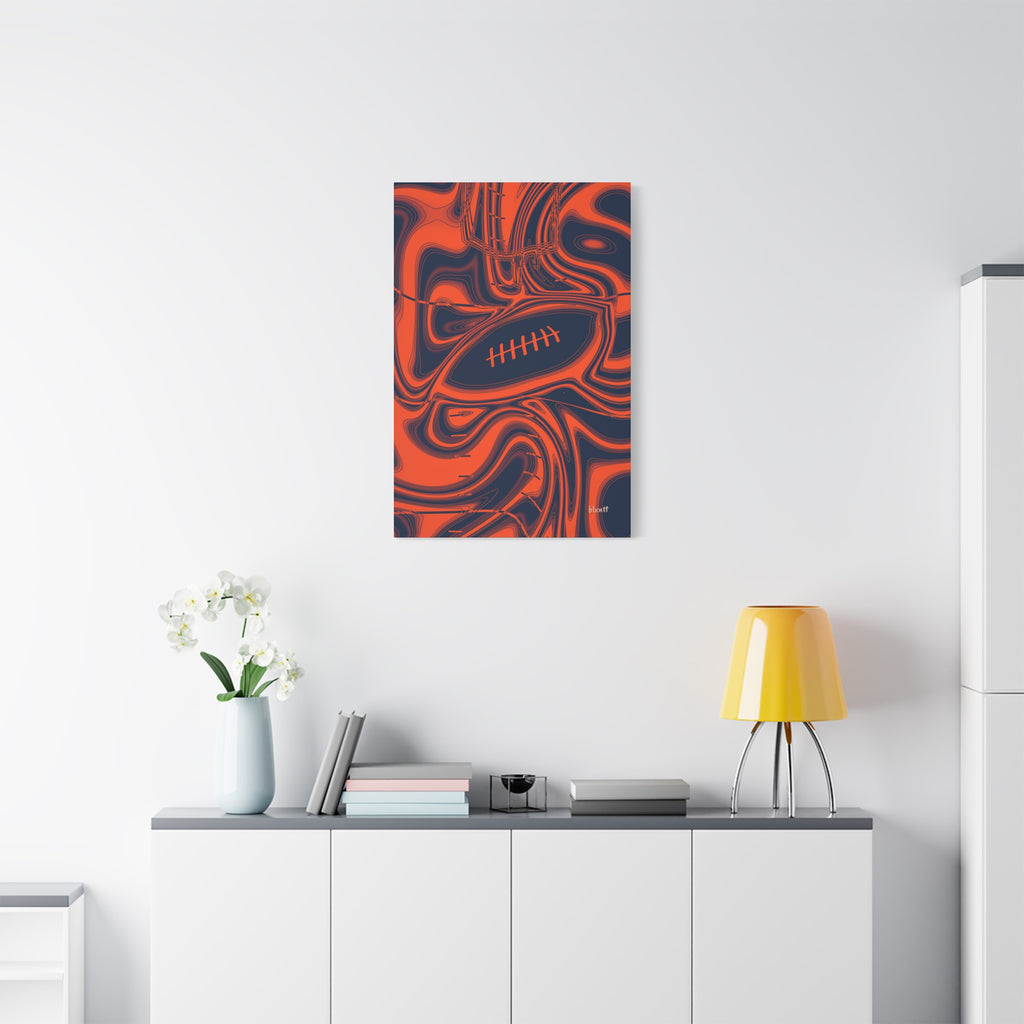 Orange & Navy Trippy Football Canvas