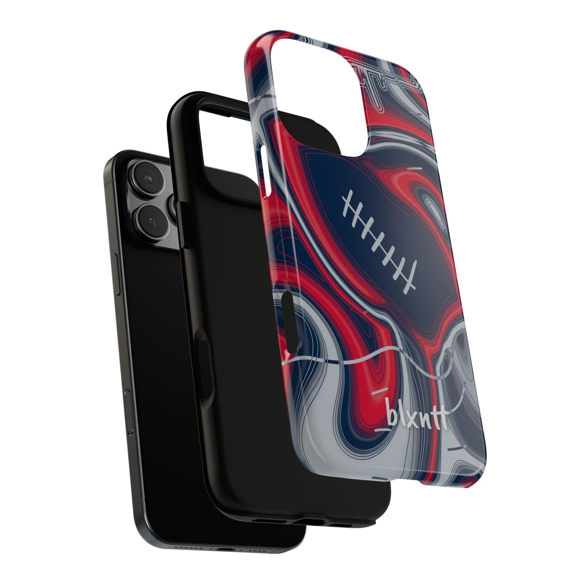 Navy, Red & Silver Trippy Football Phone Case