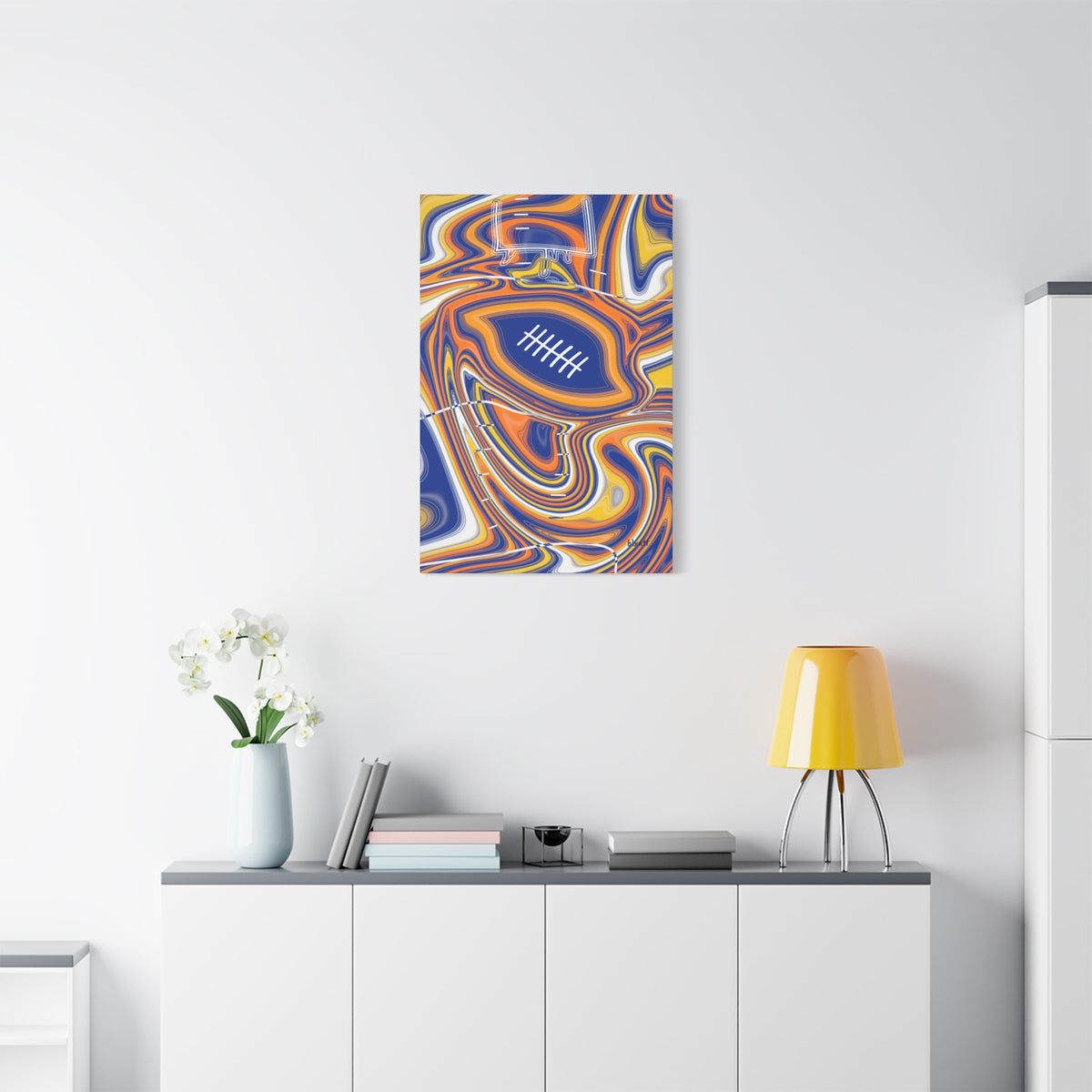 Royal Blue & Yellow Trippy Football Canvas
