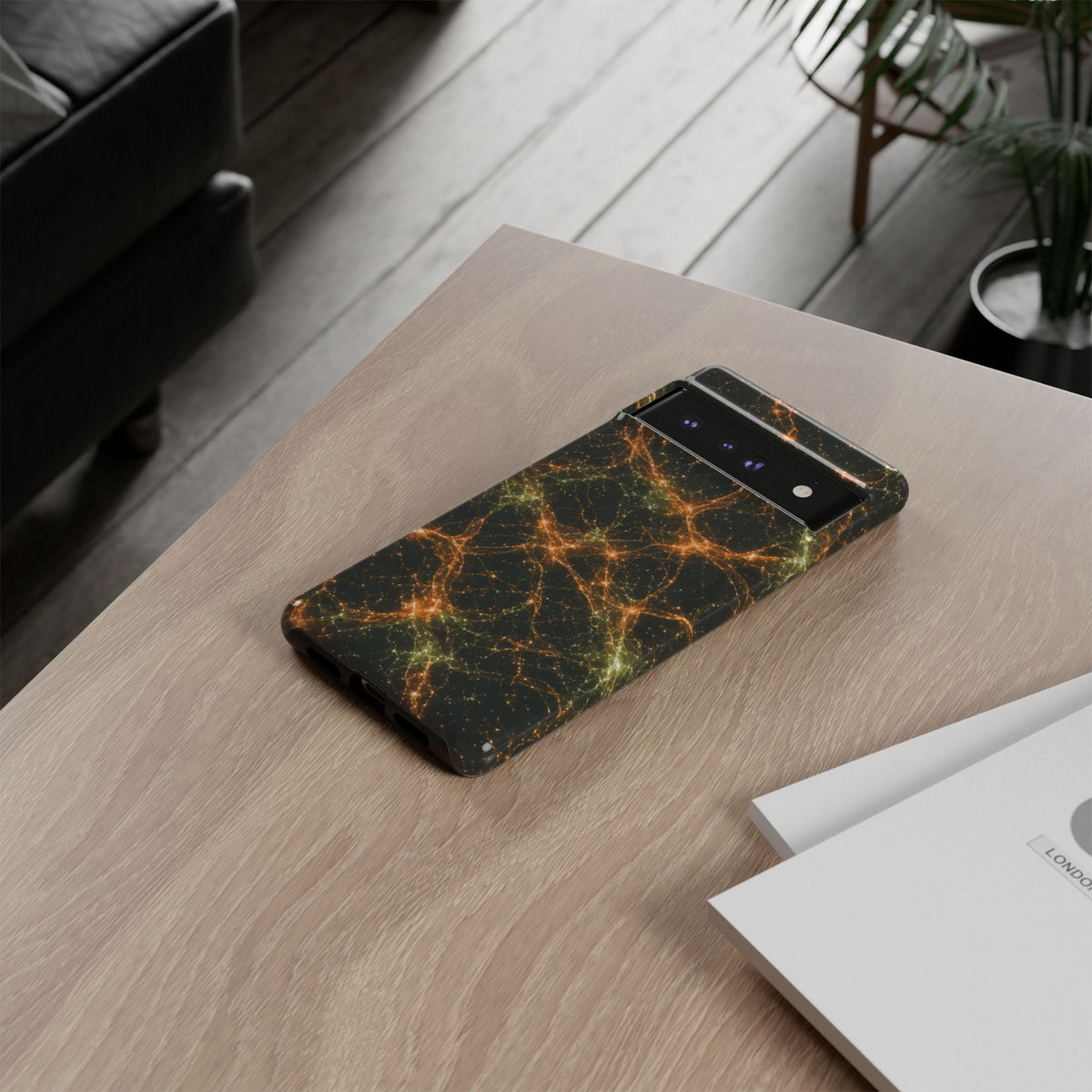 Neon Mycelium - Electric Tangerine Teal Phone Case