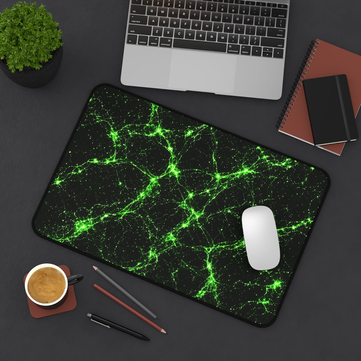 Neon Mycelium - Toxic Lime Desk Mat