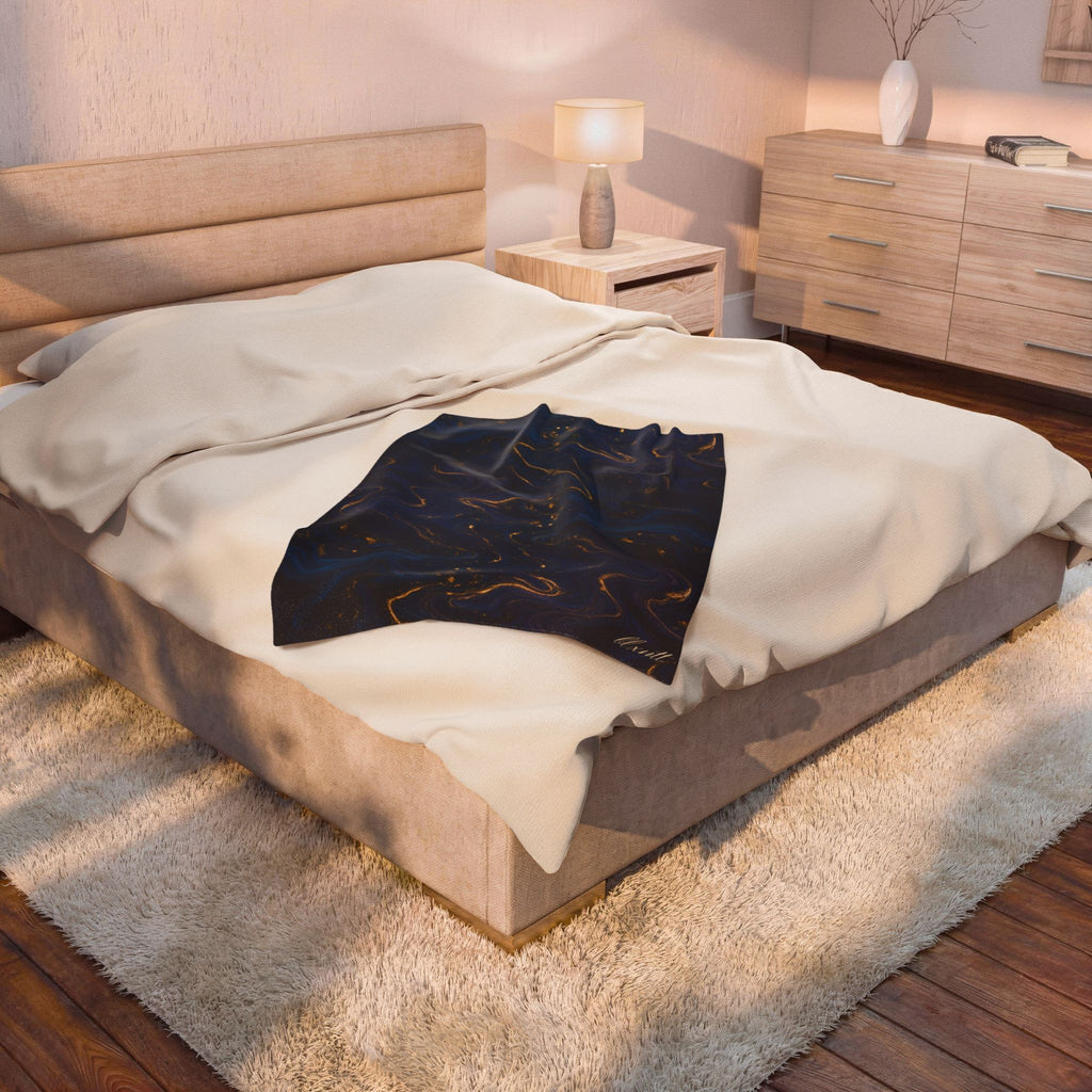 Navy & Gold Marble Blanket