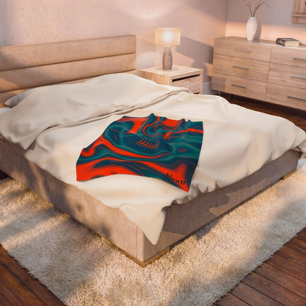 Aqua & Orange Trippy Football Blanket