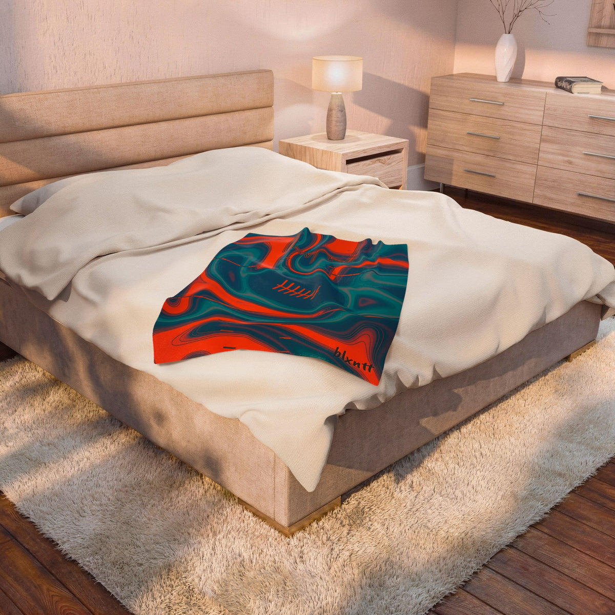 Aqua & Orange Trippy Football Blanket