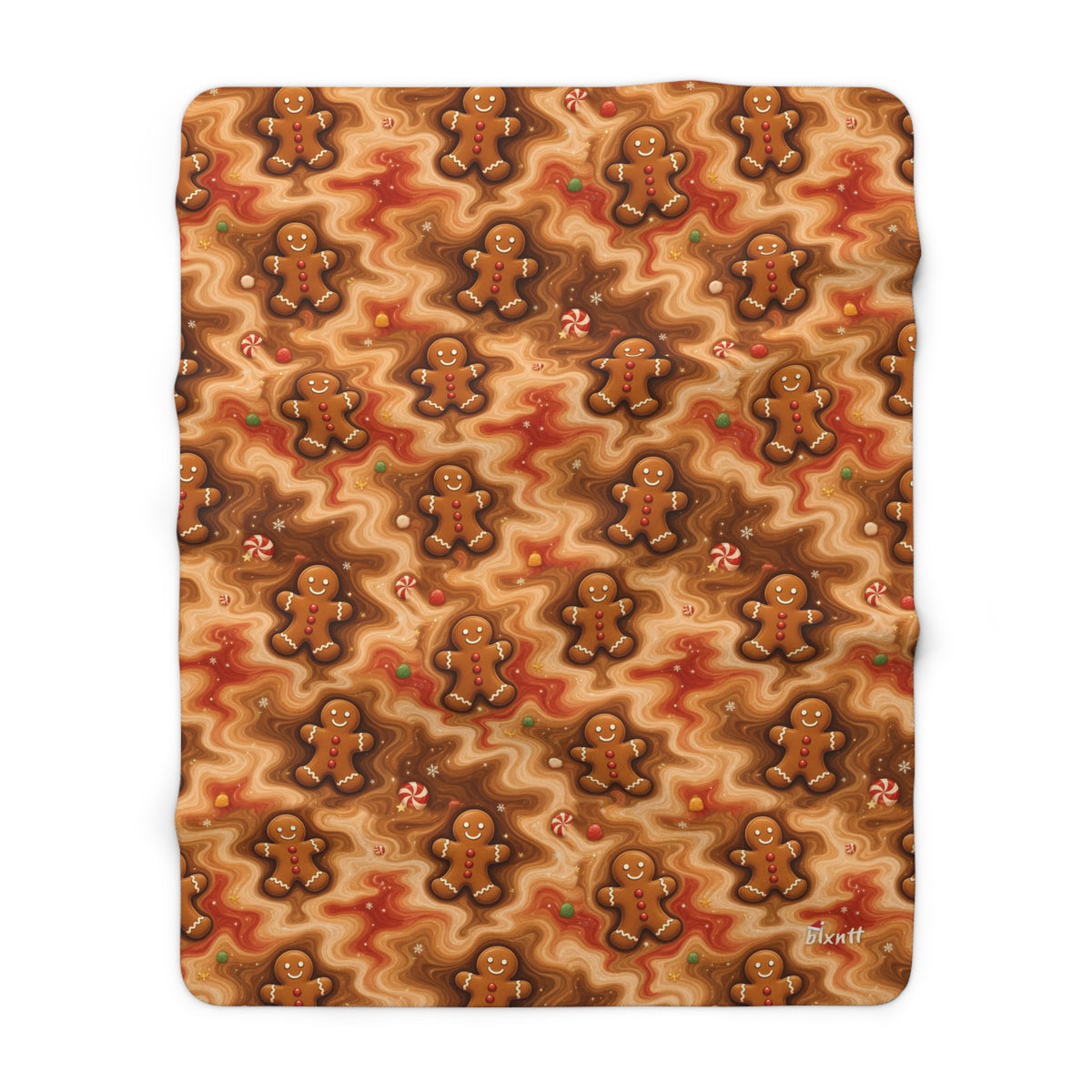 Gingerbread Trippy Christmas Sherpa Blanket