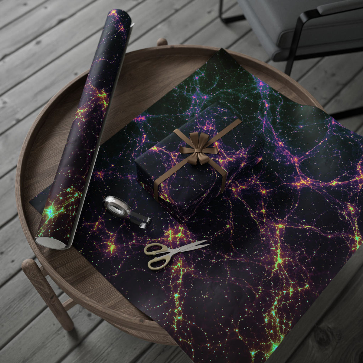 Neon Mycelium - Holographic Wrapping Paper