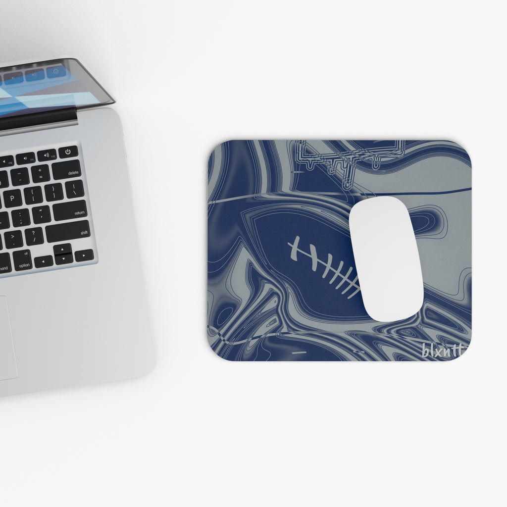 Blue & Gray Trippy Football Mouse Pad
