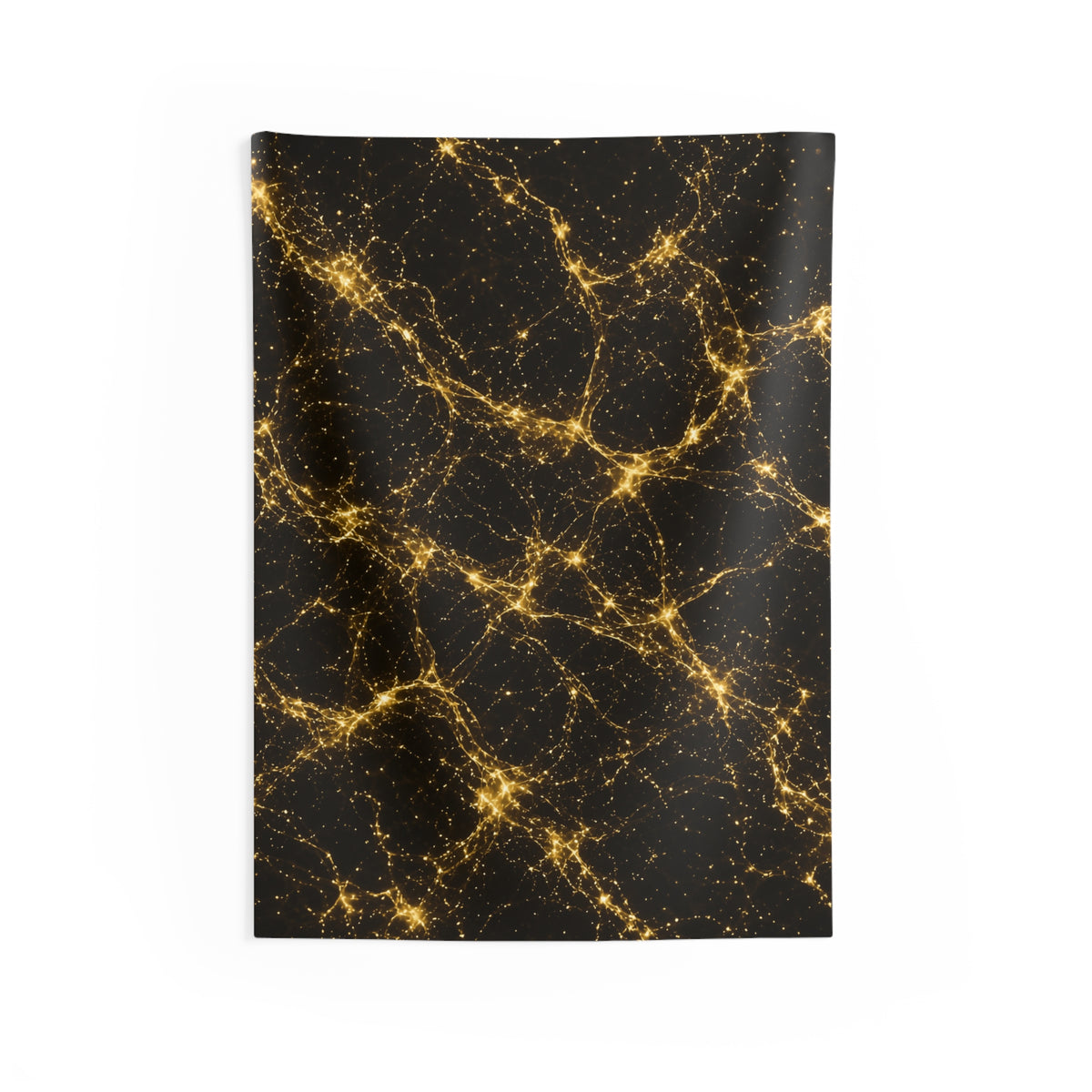 Neon Mycelium - Gold Filigree Tapestry