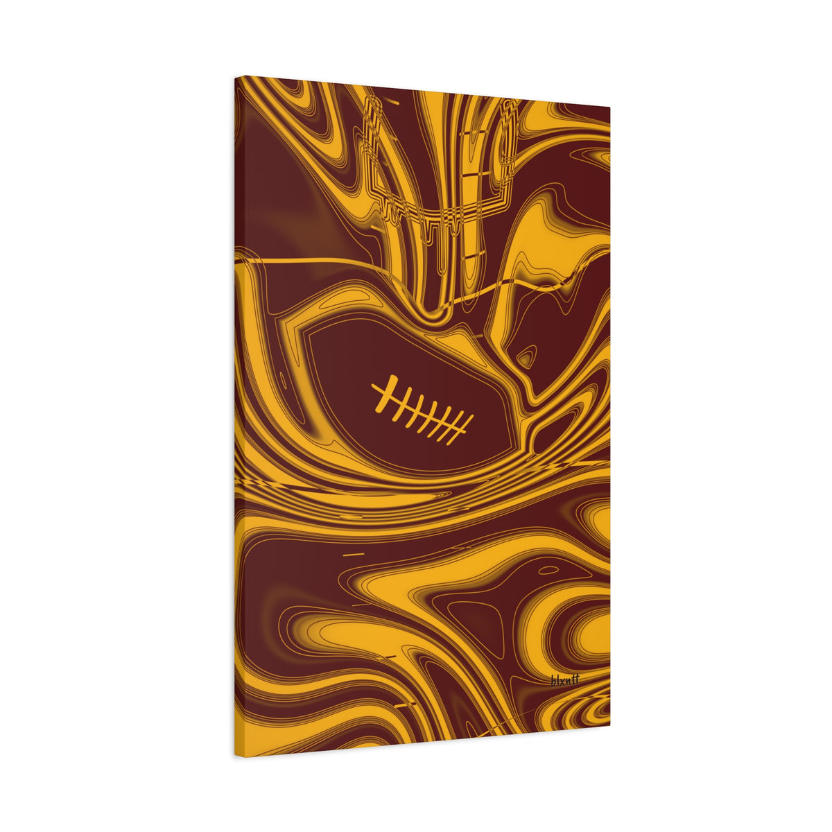 Burgundy & Gold Trippy Football Canvas