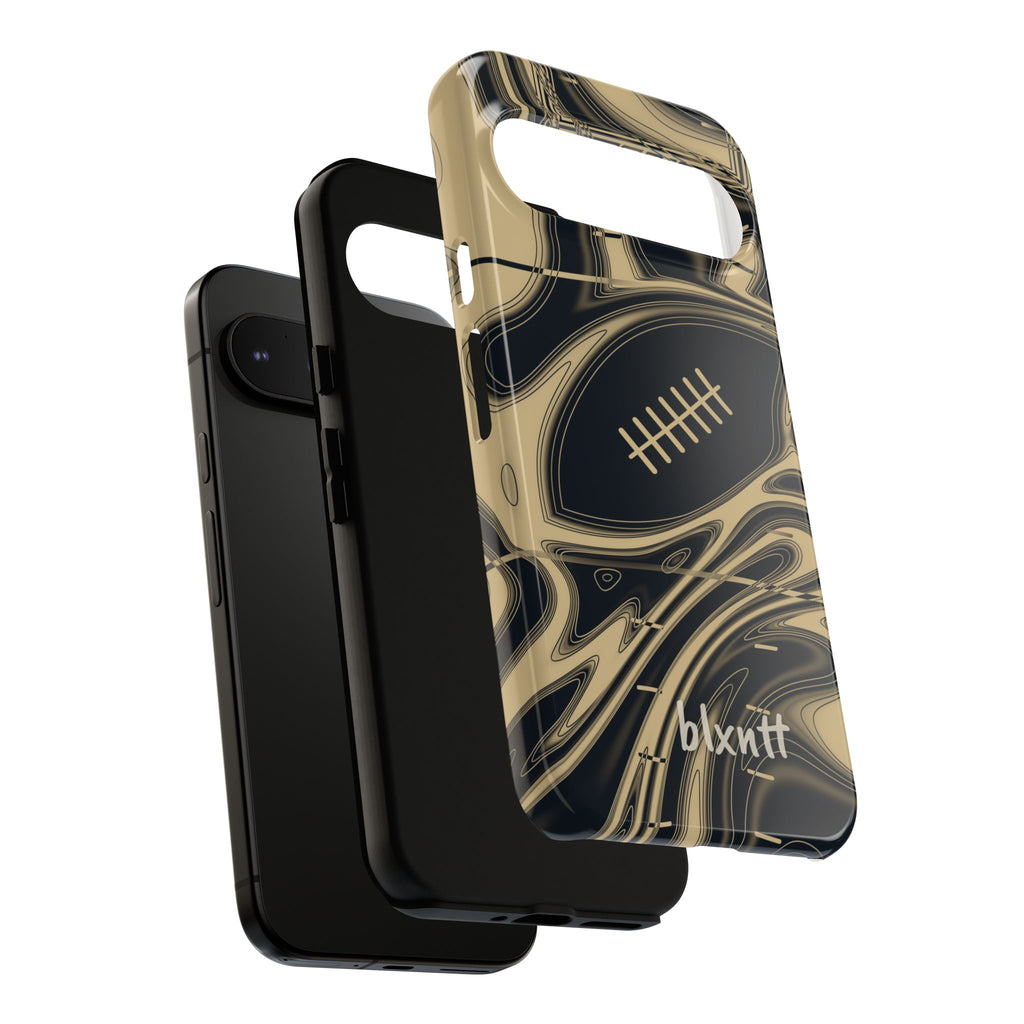 Old Gold & Black Trippy Football Phone Case