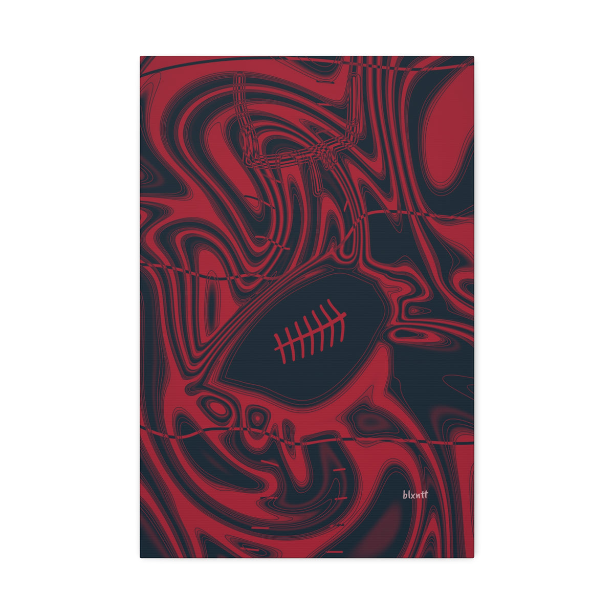 Midnight Navy & Red Trippy Football Glossy Canvas