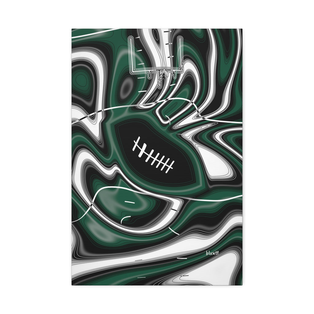 Hunter Green & White Trippy Football Glossy Canvas