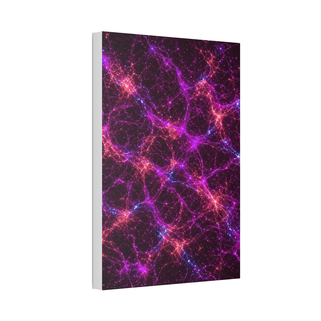 Neon Mycelium - Ember Orchid Glossy Canvas