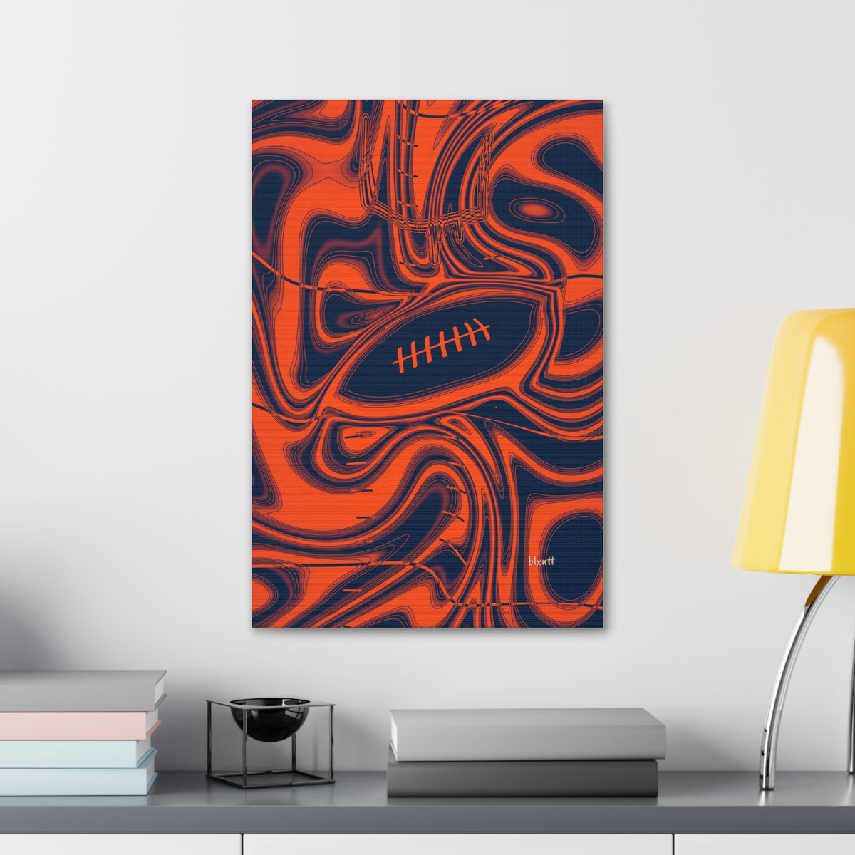 Orange & Navy Trippy Football Glossy Canvas