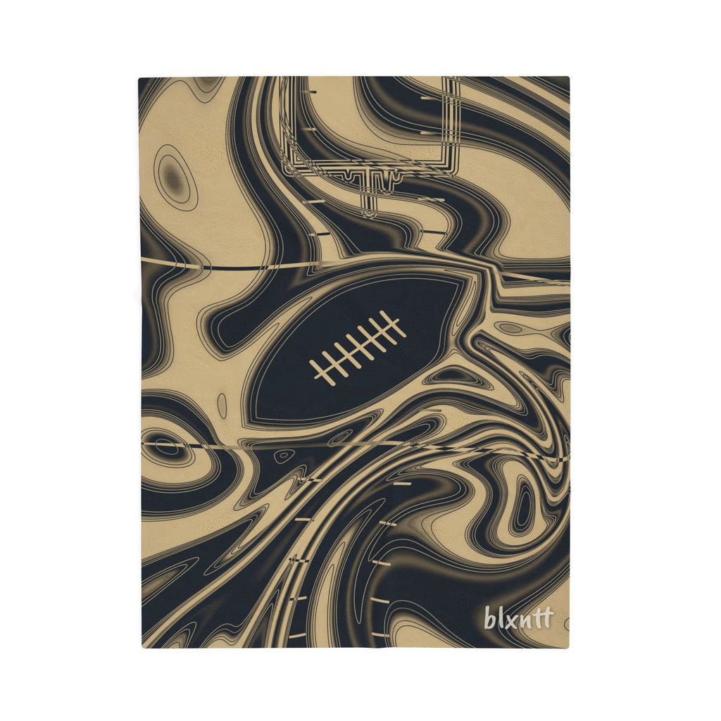 Old Gold & Black Trippy Football Blanket