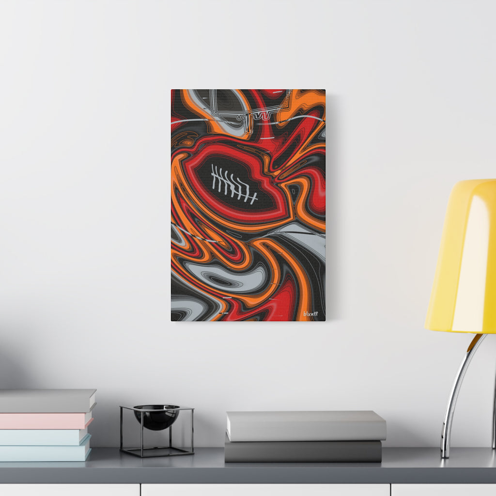 Red, Orange & Pewter Trippy Football Canvas