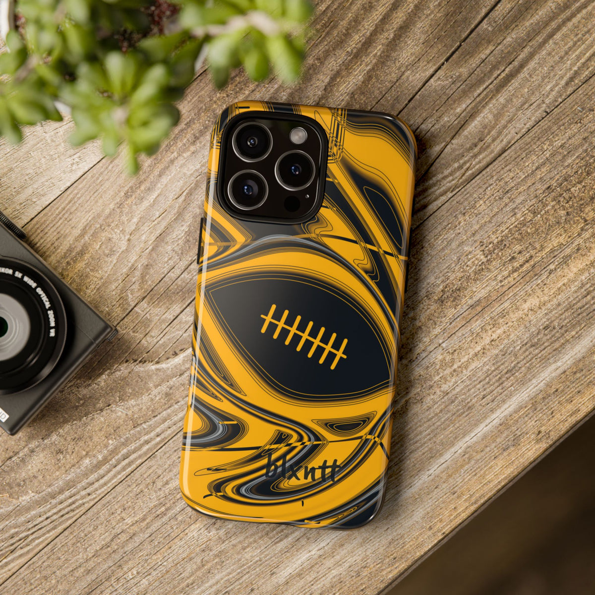 Black & Gold Trippy Football Phone Case