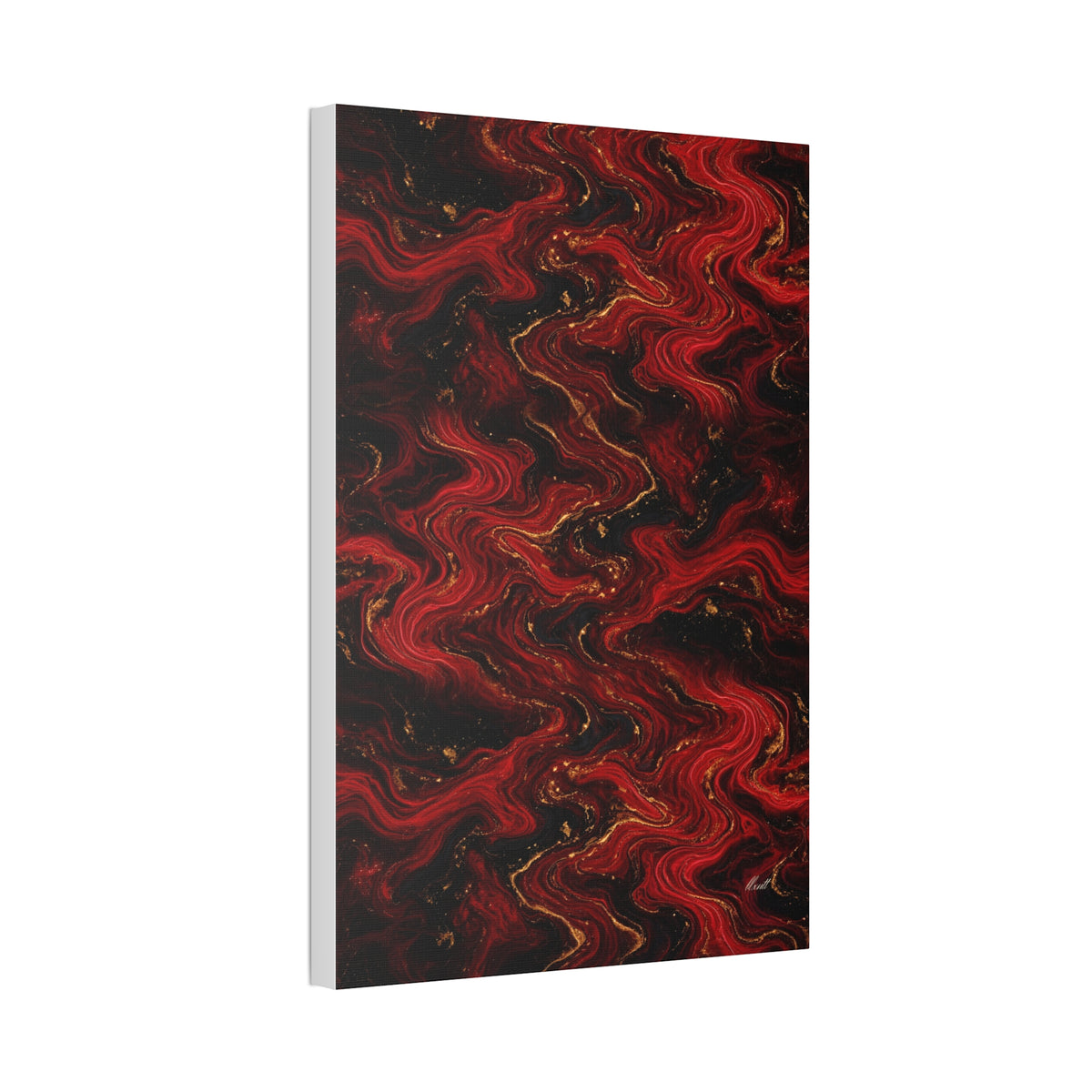Red & Black Marble Glossy Canvas