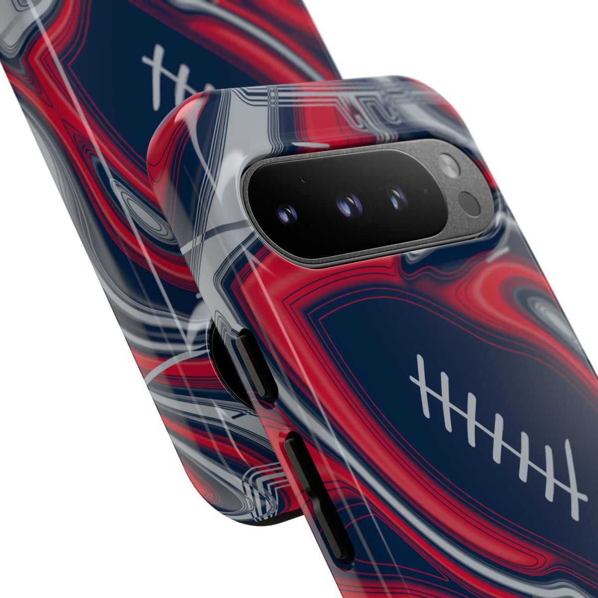 Navy, Red & Silver Trippy Football Phone Case