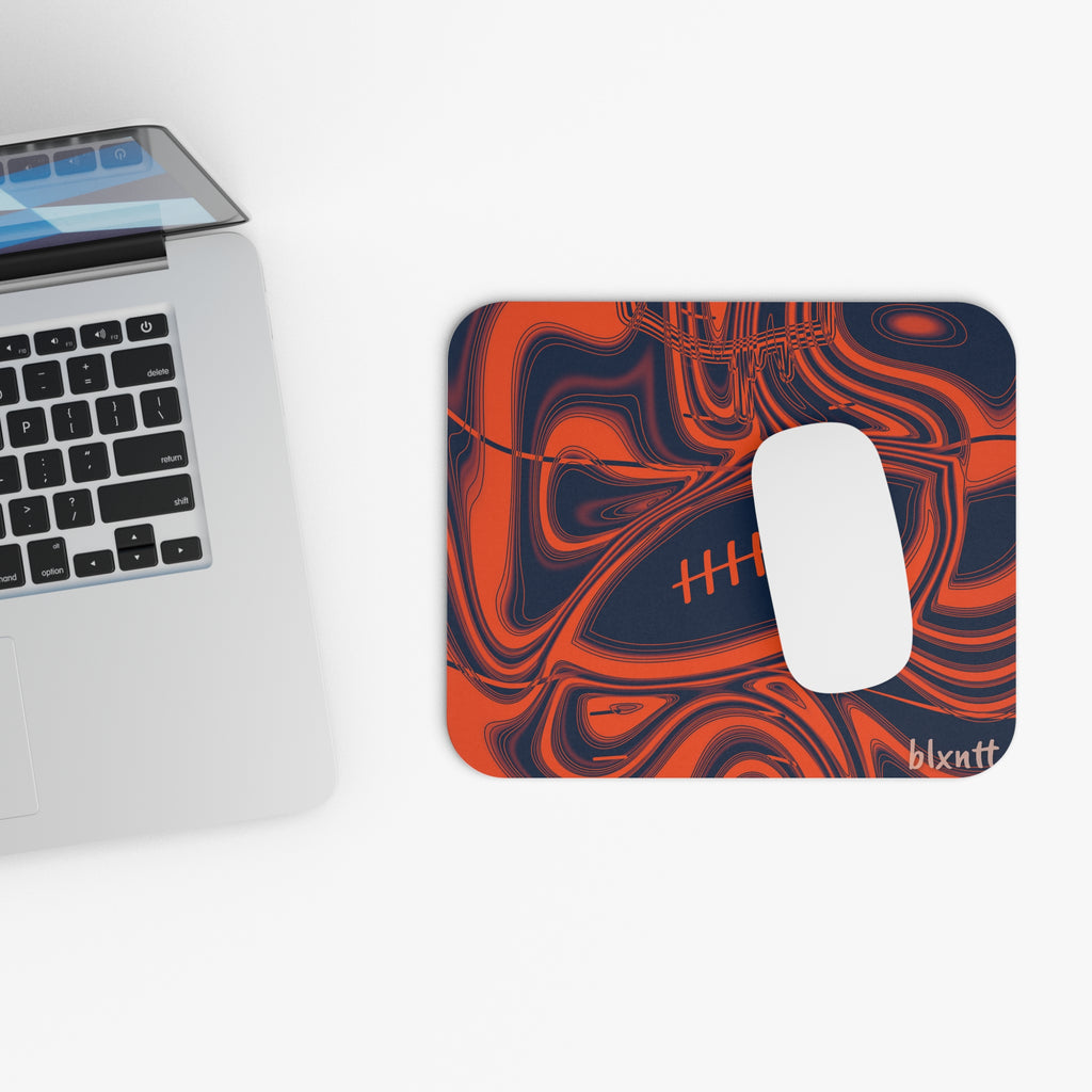 Orange & Navy Trippy Football Mouse Pad