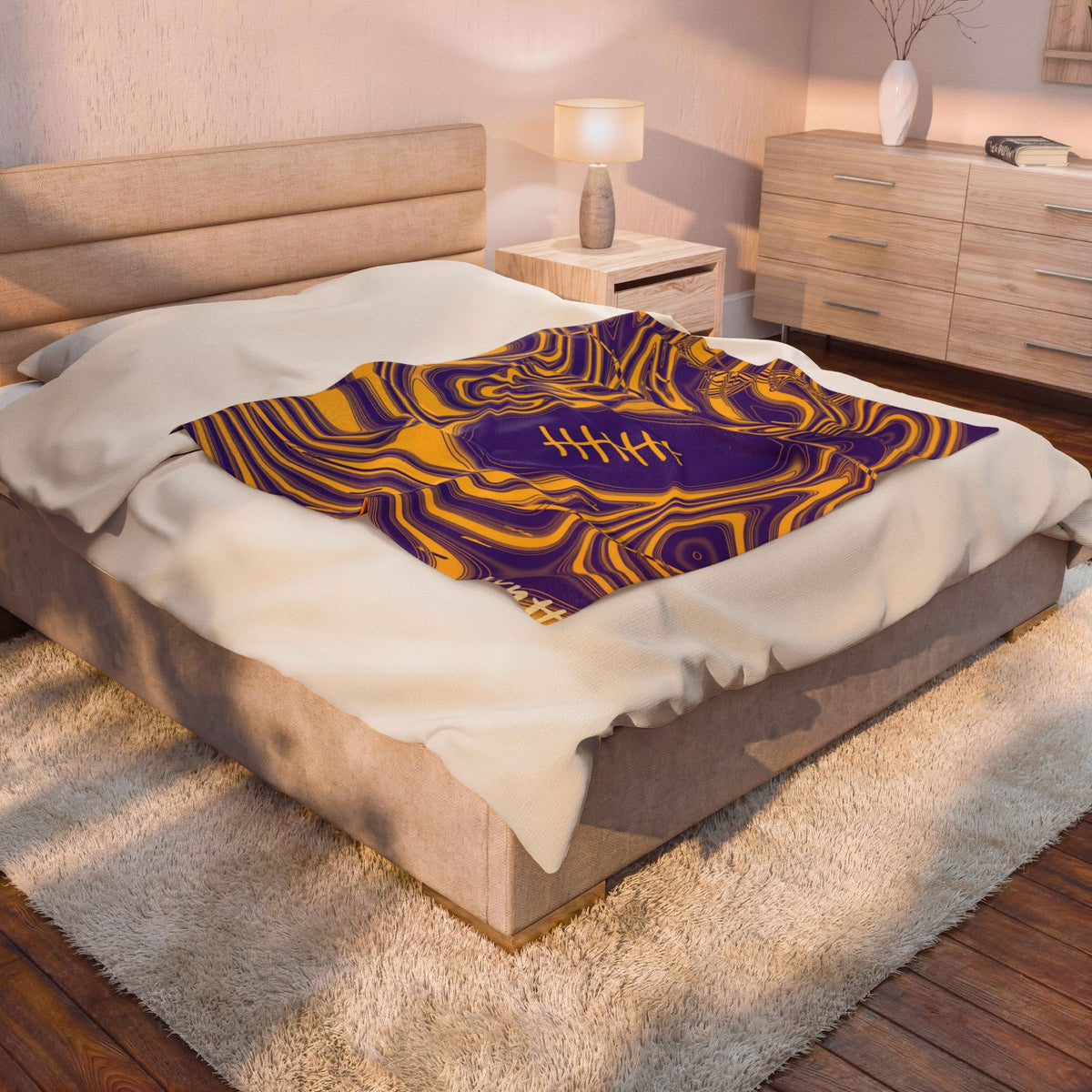 Purple & Gold Trippy Football Blanket