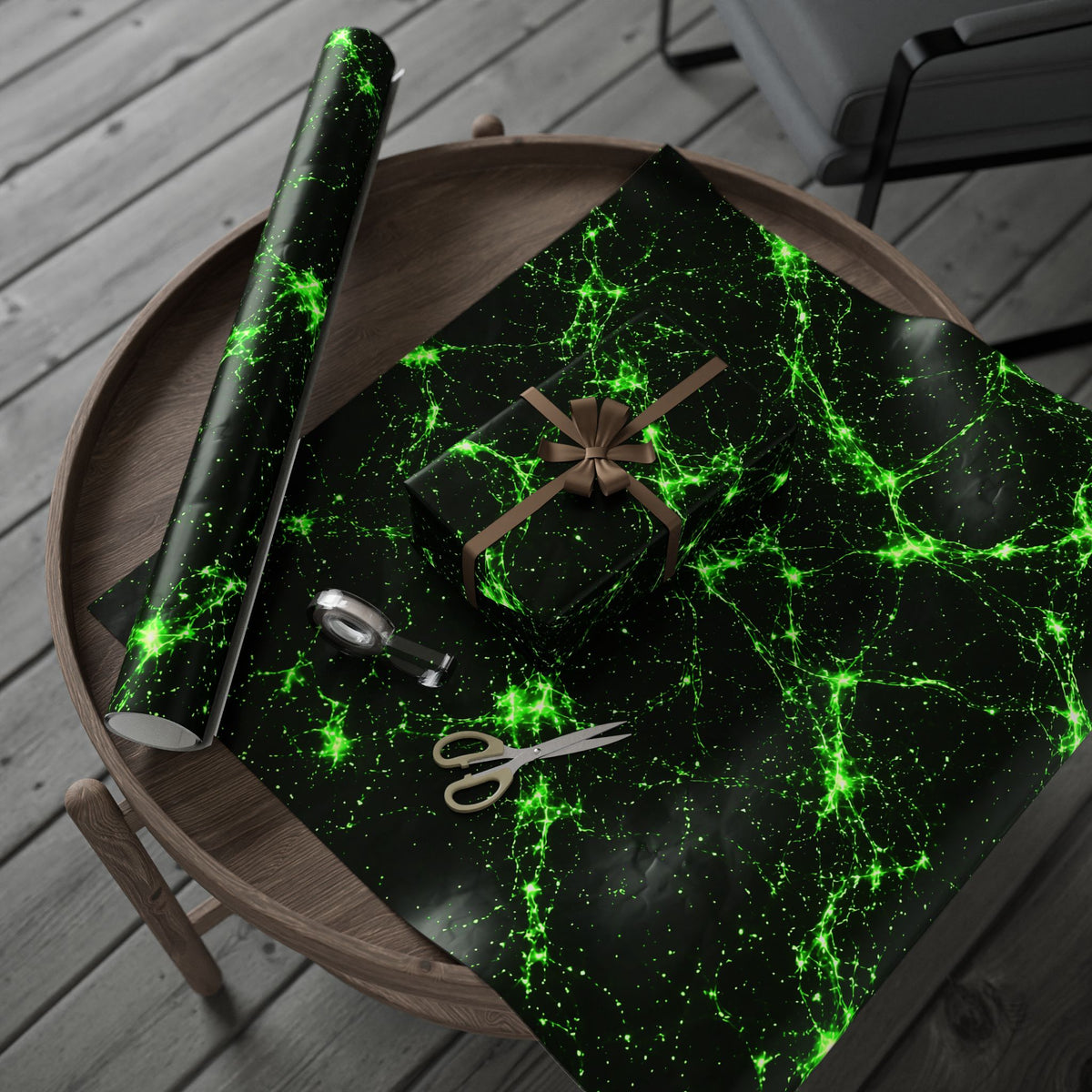 Neon Mycelium - Toxic Lime Wrapping Paper