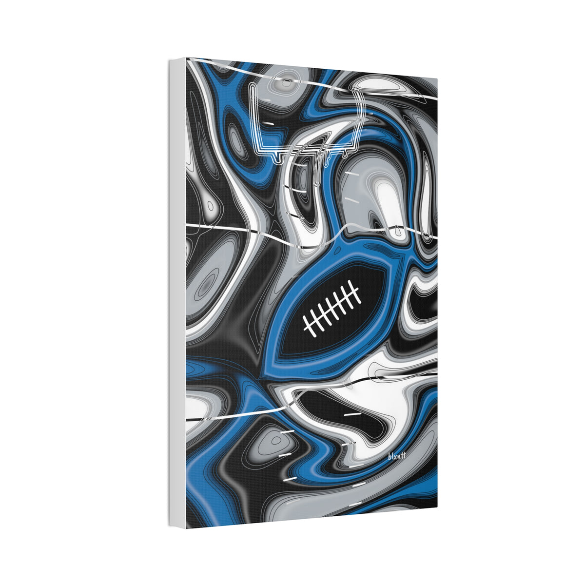 Bright Blue & Silver Trippy Football Glossy Canvas