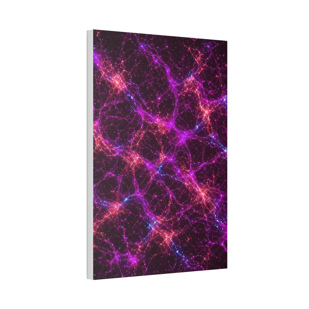 Neon Mycelium - Ember Orchid Glossy Canvas