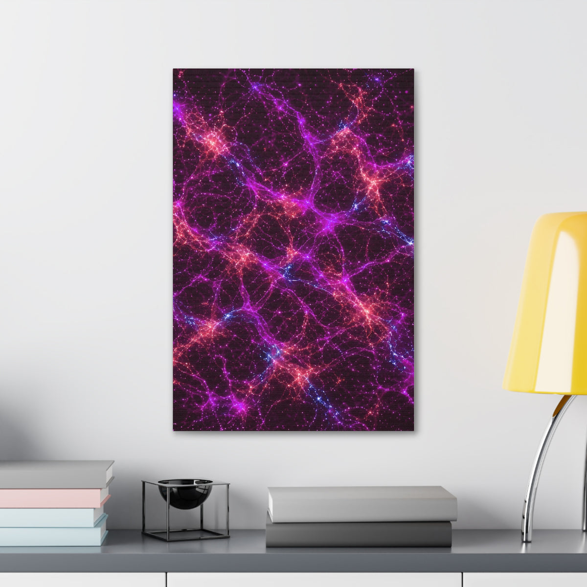 Neon Mycelium - Ember Orchid Glossy Canvas