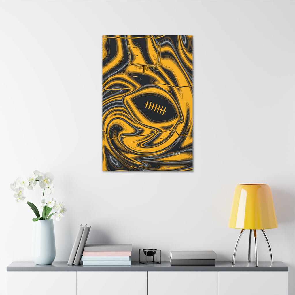 Black & Gold Trippy Football Glossy Canvas