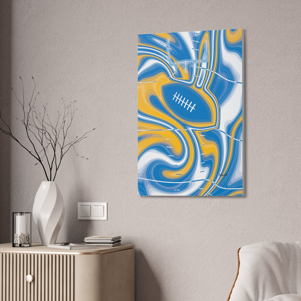 Powder Blue & Gold Trippy Football Glossy Canvas