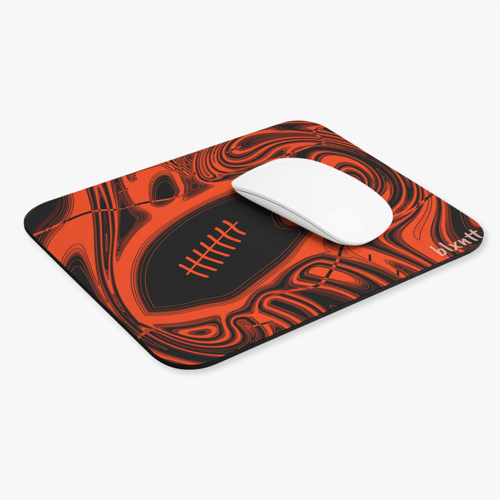 Orange & Black Trippy Football Mouse Pad