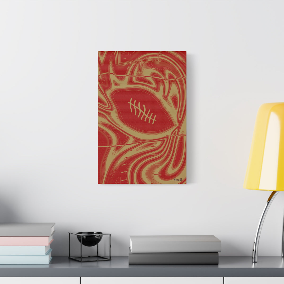 Scarlet & Gold Trippy Football Canvas