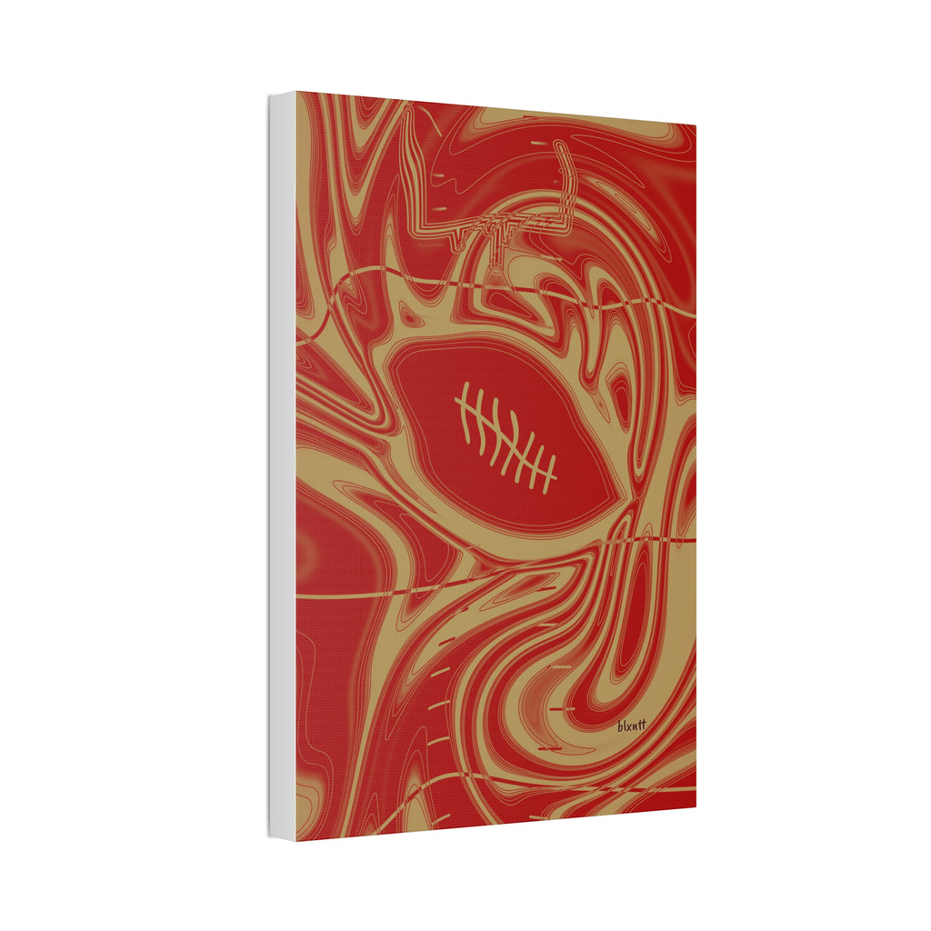 Scarlet & Gold Trippy Football Glossy Canvas