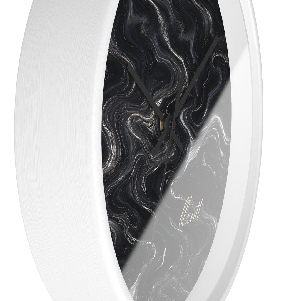 Black & Silver Marble Wall Clock