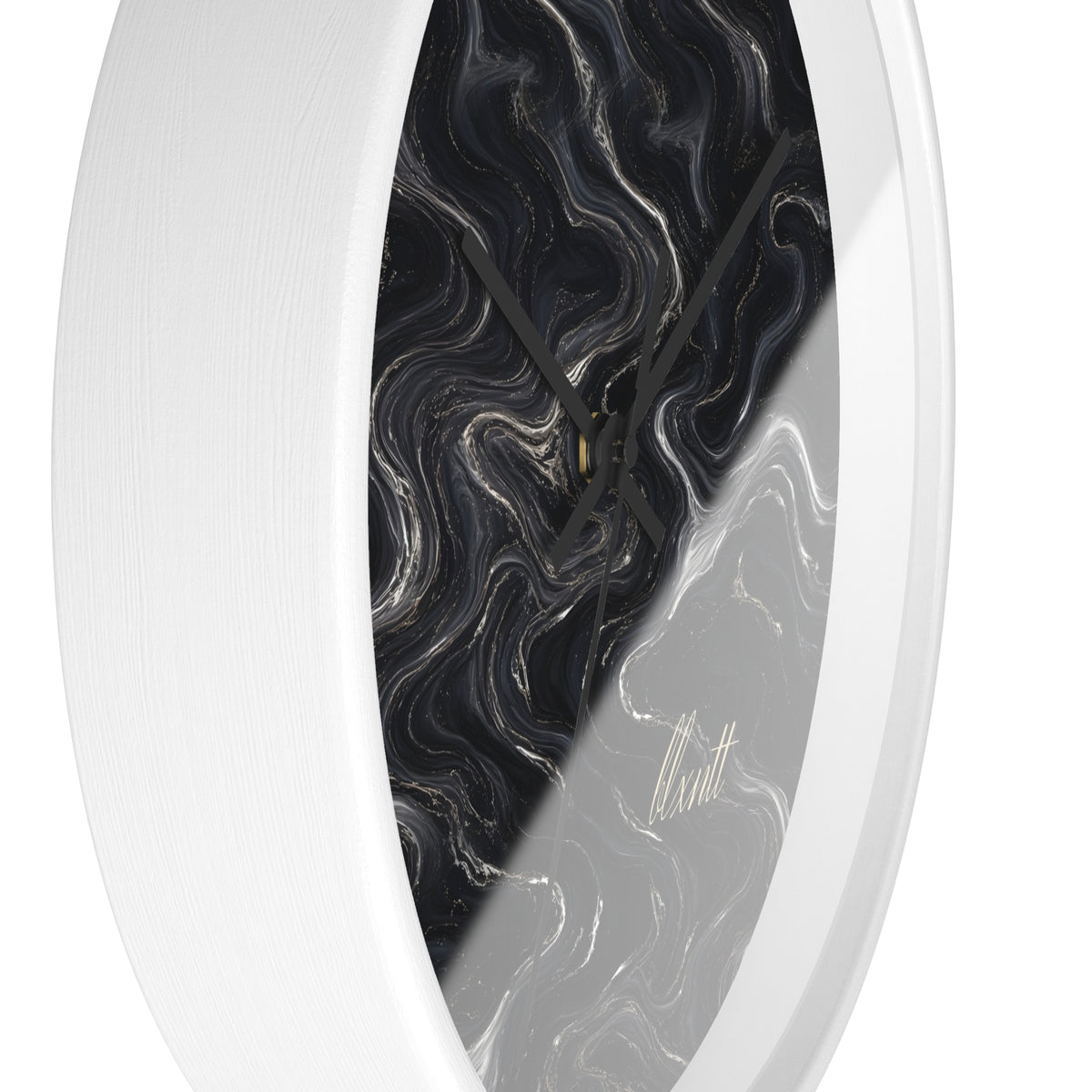 Black & Silver Marble Wall Clock